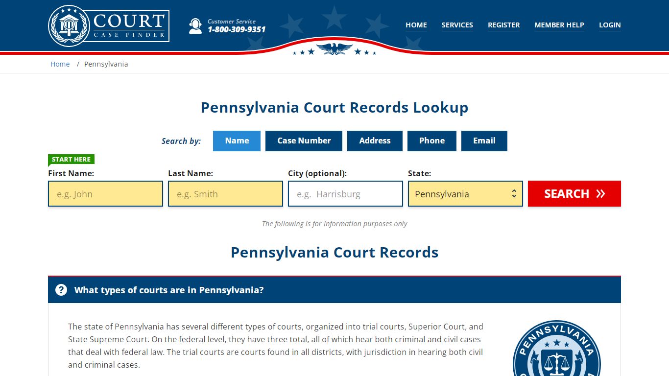 Pennsylvania Court Records Lookup - PA Court Case Search